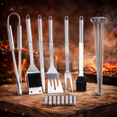 Kit Conjunto Churrasco Aço Inox Maleta 20 Peças
