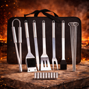 Kit Conjunto Churrasco Aço Inox Maleta 20 Peças
